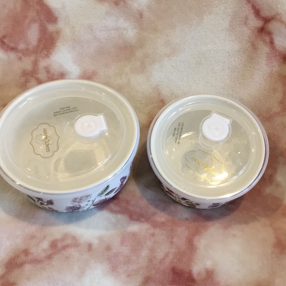 Grace Pantry Fine Porcelain Ceramic Food Storage Containers Set of 2 Floral NWT - Picture 6 of 16